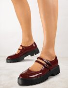  Pantofi Bordeaux Lăcuite cu platformă decorate cu catarame Nevauna