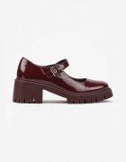  Pantofi Bordo Mary Jane cu toc gros și platformă embosată Evanelle