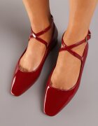  Pantofi clasici Bordo lăcuiți cu talpă plată și barete decorative Haranivia