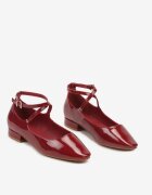  Pantofi clasici Bordo lăcuiți cu talpă plată și barete decorative Haranivia