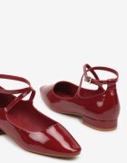  Pantofi clasici Bordo lăcuiți cu talpă plată și barete decorative Haranivia