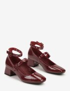  Pantofi cu toc bloc Bordo cu barete decorative Nevillia