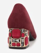  Pantofi cu toc Bordo Vices cu branț din piele naturală pe toc gros decorativ Nailise