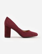  Pantofi cu toc casual bordou cu toc gros cu branț din piele Maicie