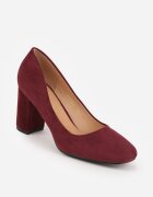  Pantofi cu toc casual bordou cu toc gros cu branț din piele Maicie