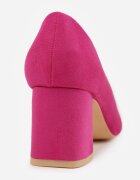  Pantofi cu toc fuchsia Vices cu toc gros cu branț din piele Decorați cu zirconii Fonamira