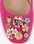  Pantofi cu toc fuchsia Vices cu toc gros cu branț din piele Decorați cu zirconii Fonamira