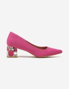  Pantofi cu toc Fucsia Vices cu aplicații metalice cu branț de piele Akappia