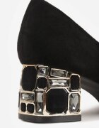  Pantofi cu toc Negre Vices cu branț din piele naturală pe toc decorativ Nailise