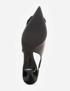  Pantofi cu toc Negri cu toc tip Kitten heel cu vârf ascuțit și decorațiune florală 3D Sinavia