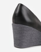  Pantofi cu toc Negri Vices cu Branț din Piele pe Pană Împletită Serapne