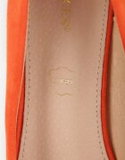  Pantofi cu toc Portocalii Vices cu toc gros cu branț din piele decorate cu zirconii Fonamira