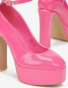  Pantofi eleganți Fucsia pe platformă și toc gros cu cataramă și finisaj lăcuit Ysabel