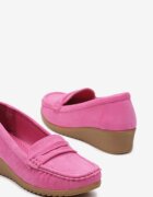  Pantofi Fucsia cu pană în stil mocasin Rosagrace