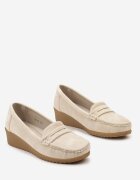  Pantofi joși Bej cu pană stil mocasini Rosagrace