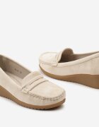  Pantofi joși Bej cu pană stil mocasini Rosagrace