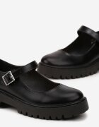  Pantofi Negri Clasici cu Cataramă cu Talpă Groasă Nerlita
