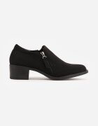  Pantofi Negri cu toc gros cu carâmb jos ornați cu fermoar Ansolee