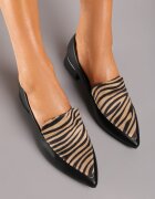  Pantofi Negri Tip Loafers cu vârf ascuțit cu toc bloc jos Tillea