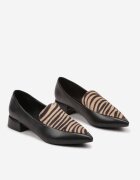 Pantofi Negri Tip Loafers cu vârf ascuțit cu toc bloc jos Tillea