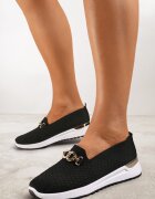  Pantofi slip-on Negri în stil de adidași Ozdobiți cu cataramă Wiatalia