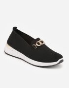  Pantofi slip-on Negri în stil de adidași Ozdobiți cu cataramă Wiatalia