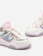  Pantofi sport Alb-violet Decorați cu Inserții Colorate și Metalice cu Talpă Groasă Oplevia