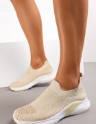  Pantofi sport Bej cu talpă în relief și feță elastică Taiden