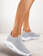  Pantofi Sport Casual Gri cu Talpă Groasă Decorați cu Perforații Fiovena