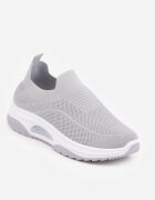  Pantofi Sport Casual Gri cu Talpă Groasă Decorați cu Perforații Fiovena