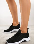  Pantofi sport negri din plasă cu talpă din spumă Linidas