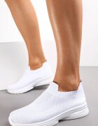  Pantofi sport slip-on albi cu talpă plată Sheina
