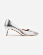  Pantofi Stiletto Argintii cu toc cui în stil clasic cu branț din piele Meloriel