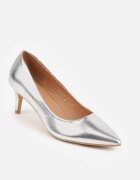 Pantofi Stiletto Argintii cu toc cui în stil clasic cu branț din piele Meloriel