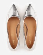  Pantofi Stiletto Argintii cu toc cui în stil clasic cu branț din piele Meloriel