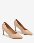  Pantofi stiletto Bej Casual cu branț din piele naturală Lerelit