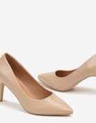  Pantofi stiletto Bej Casual cu branț din piele naturală Lerelit