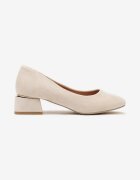  Pantofi stiletto bej cu Branț din Piele Naturală și Inserție Metalică Sariann