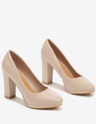  Pantofi stiletto Bej Vices cu toc cu branț din piele naturală Ravandira