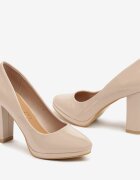  Pantofi stiletto Bej Vices cu toc cu branț din piele naturală Ravandira