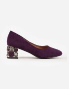  Pantofi stiletto Mov Vices cu Branț din Piele Naturală pe Toc Decorativ Nailise