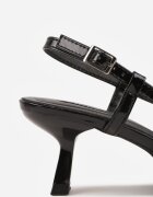  Pantofi stiletto Negre cu toc pisică Peep Toe împodobite cu catarame Evalssia