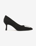  Pantofi stiletto Negri cu cataramă din zirconiu Nezina