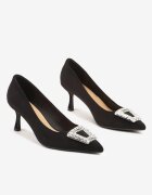  Pantofi stiletto Negri cu cataramă din zirconiu Nezina