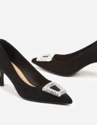  Pantofi stiletto Negri cu cataramă din zirconiu Nezina