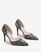  Pantofi stiletto Verzi cu Vârf Ascuțit cu Model Original cu Zirconii și Nituri Alfiratte
