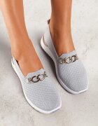  Pantofi tip teniși slip-on gri decorați cu cataramă Wiatalia