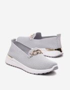  Pantofi tip teniși slip-on gri decorați cu cataramă Wiatalia