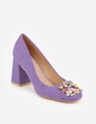  Pantofi Violet Vices cu toc cu Cataramă cu Cristale și Brant din Piele Arutia