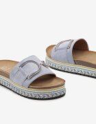  Papuci Albastre cu Căptușeală din Imitație de Piele pe Talpă Plată cu Ornament Metalic Caloen